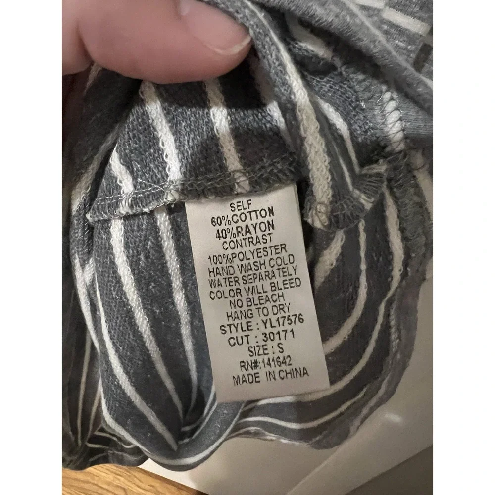 New YA Los Angeles Striped‎ Dress Women's Small Gray White Studded Detail Tank